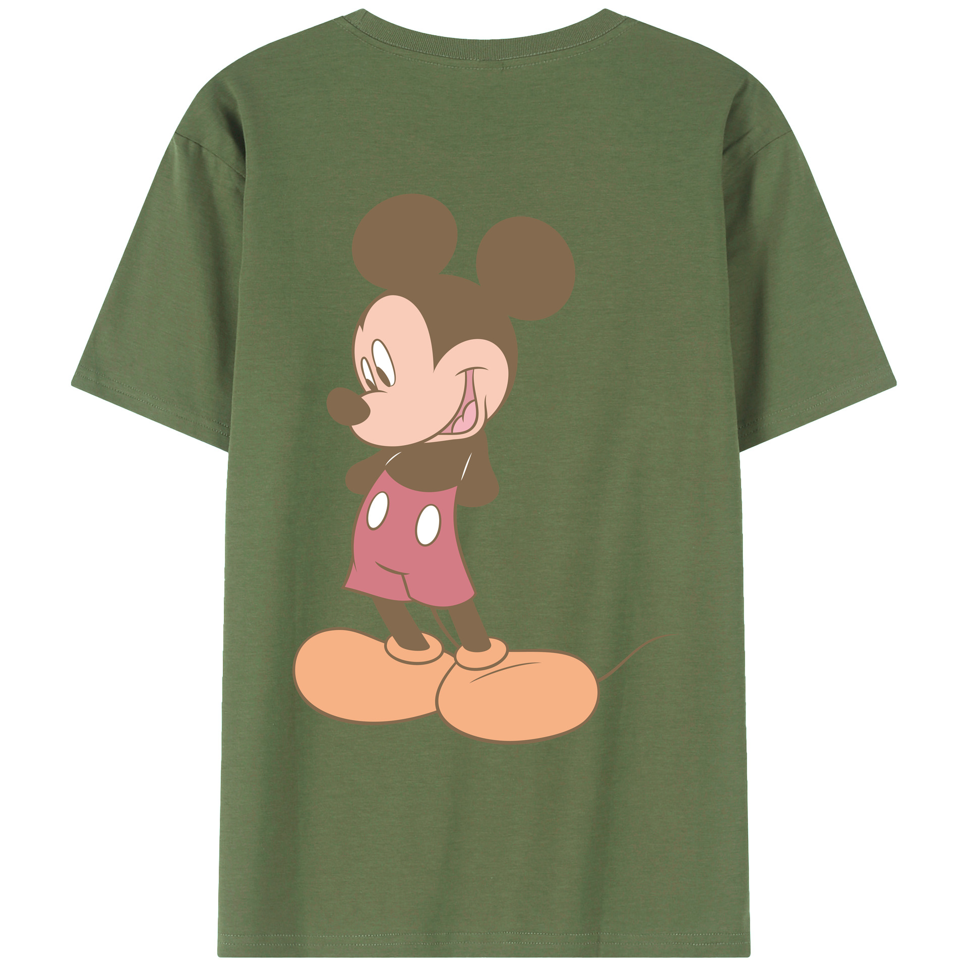 ミッキーマウス Mickey Mouse 綿100％ メンズ半袖Tシャツ（バックプリント） 通気性
